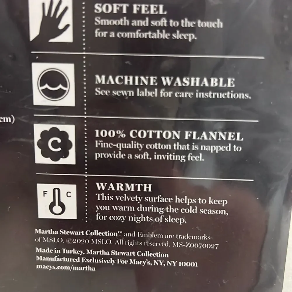 Martha Stewart Collection Luxury‎ 100% Cotton Flannel Twin Sheets Set